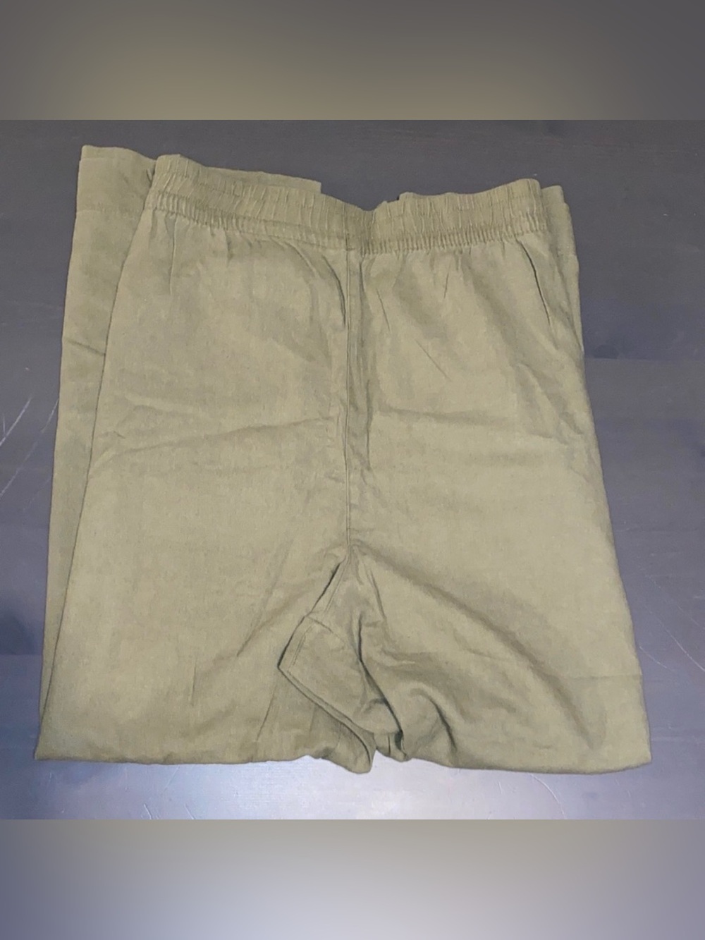 Old Navy Linen Blend Pants 4X Olive Green Elastic Waist Wide Leg Trousers NWT